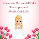 Bálsamo Labial Rosa Presentado en Caja con Adhesivo Comunión Personalizado con Nombre de Invitada