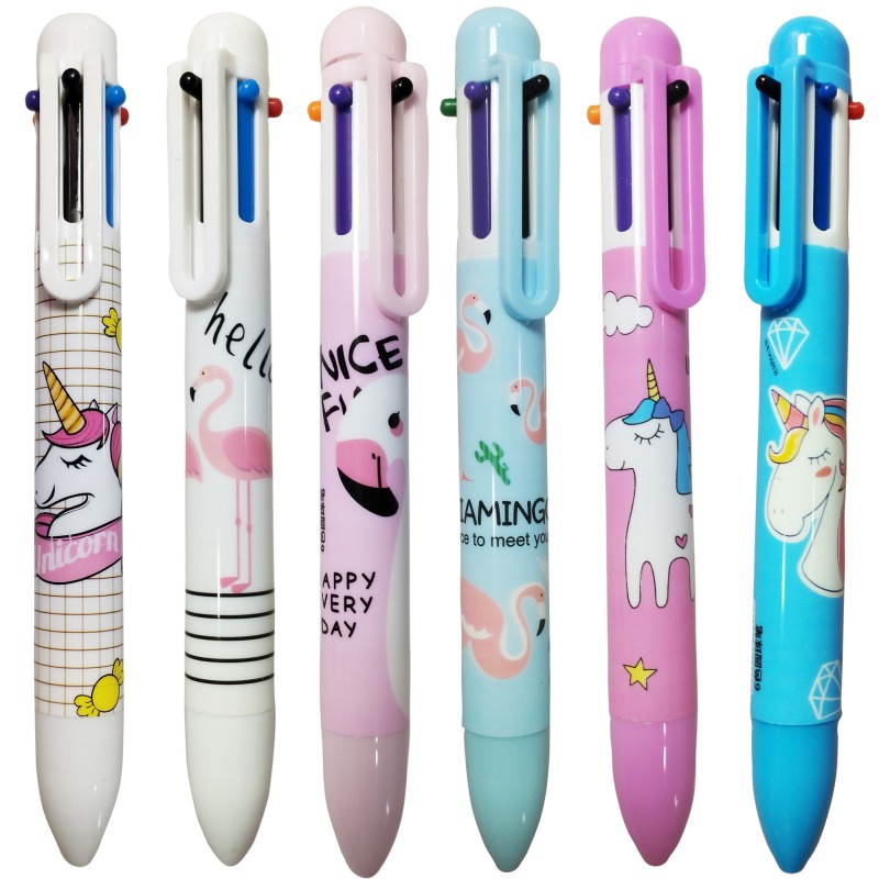 Bolígrafo Multi tinta Kawaii de Unicornio y Flamenco Bolígrafo Multi tinta Kawaii de Unicornio y Flamenco
