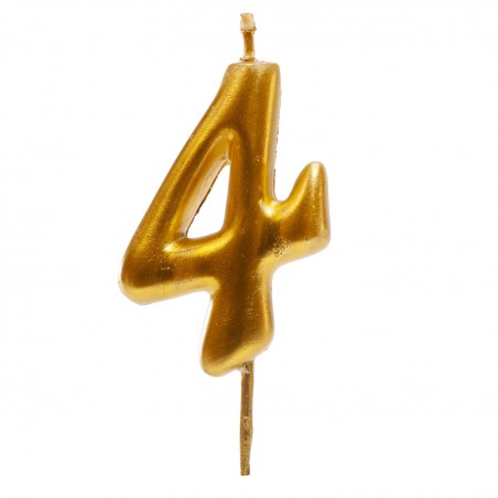 Vela de Cumpleaños en Color Oro del Número 4