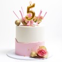 Vela de cumpleaños en color oro del número 5