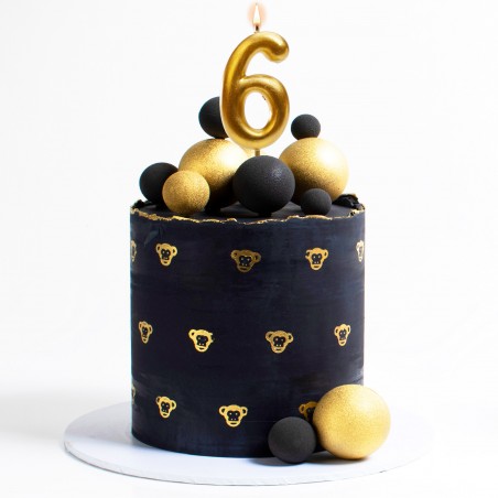 Vela de cumpleaños en color oro del número 6