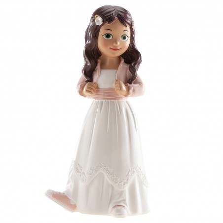 Figura de Tarta Niña Morena con Chaqueta Rosa y...