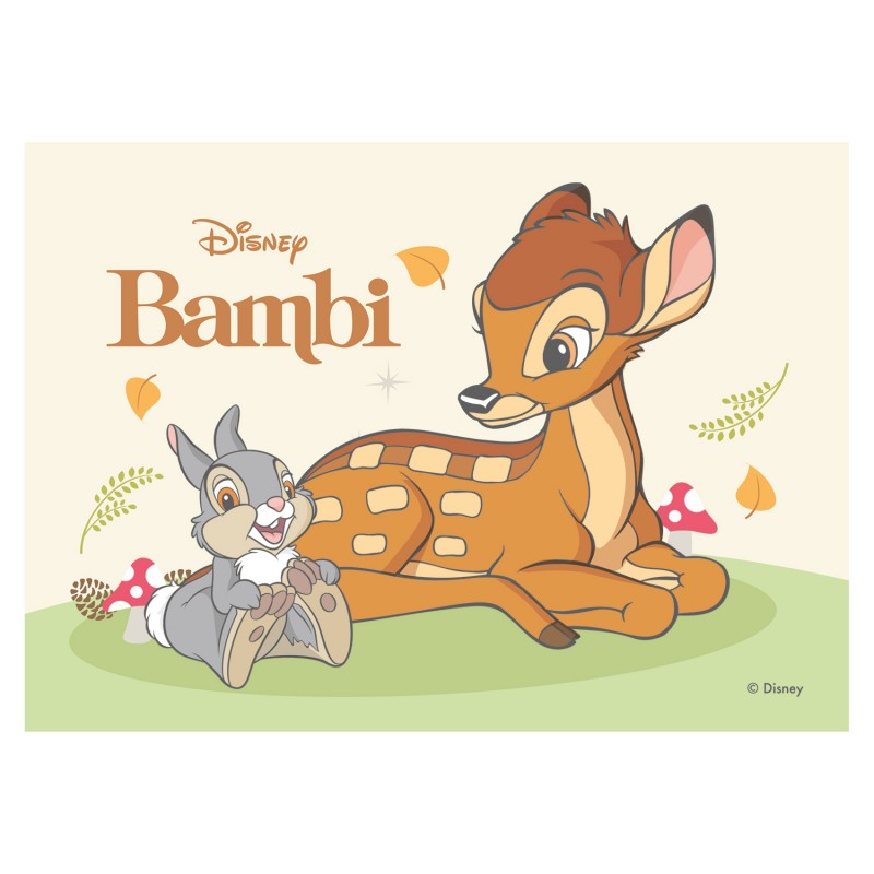 Oblea rectangular para tarta con diseño bambi
