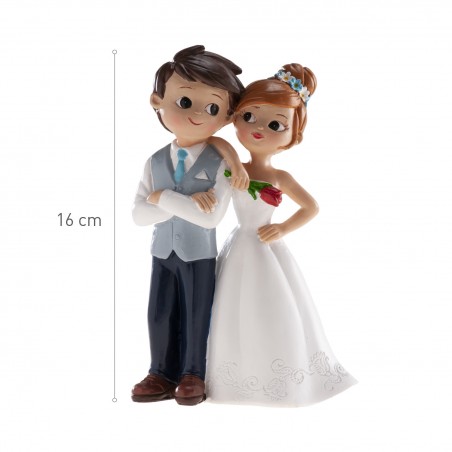 Figura de tarta boda novios con flor roja