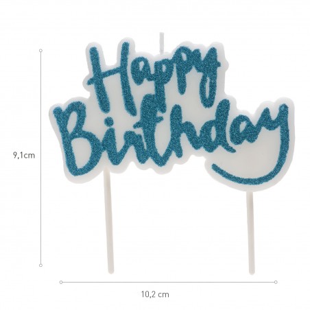 Vela de cumpleaños happy birthday en color azul