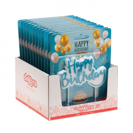 Vela de cumpleaños happy birthday en color azul