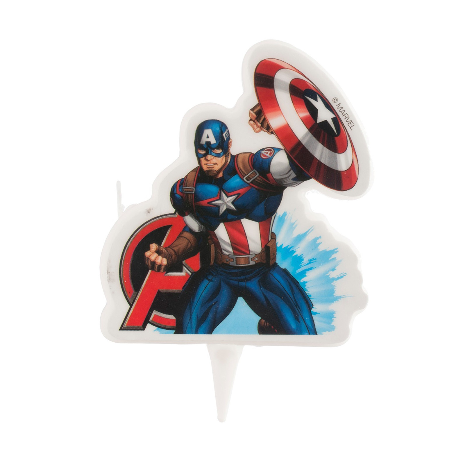 Vela de cumpleaños con diseño de capitan américa de los vengadores