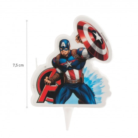 Vela de cumpleaños con diseño de capitan américa de los vengadores