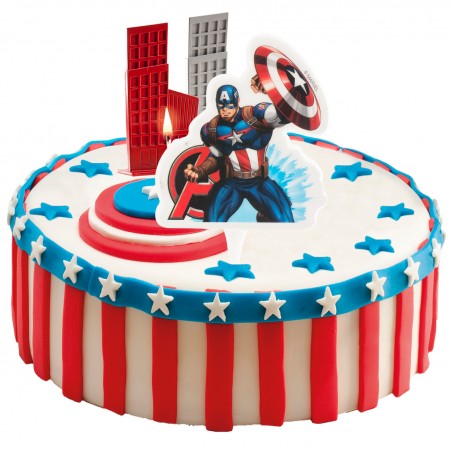 Vela de cumpleaños con diseño de capitan américa de los vengadores