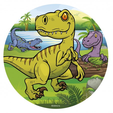 Oblea Comestible para Tarta con Diseño Dinosaurio