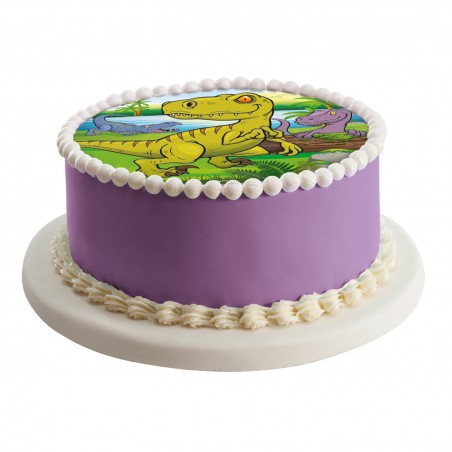 Oblea comestible para tarta con diseño dinosaurio