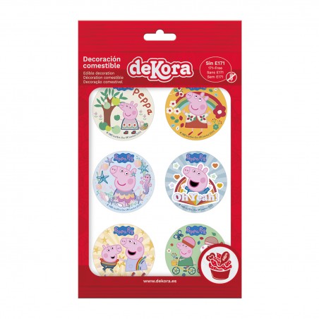 Discos comestibles para cupcakes con modelo peppa pig