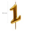 Vela de cumpleaños en color oro del número 1