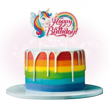 Topper unicornio para decoración de tarta de cumpleaños