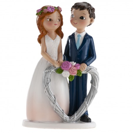 Figura de tarta para boda novios corazón