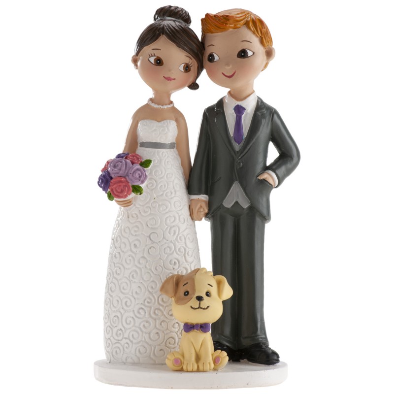 Figura de Tarta Boda Novios con Perrito Figura de Tarta Boda Novios con Perrito