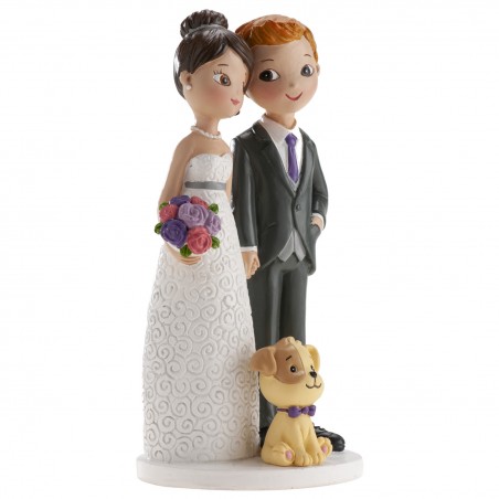 Figura de tarta boda novios con perrito