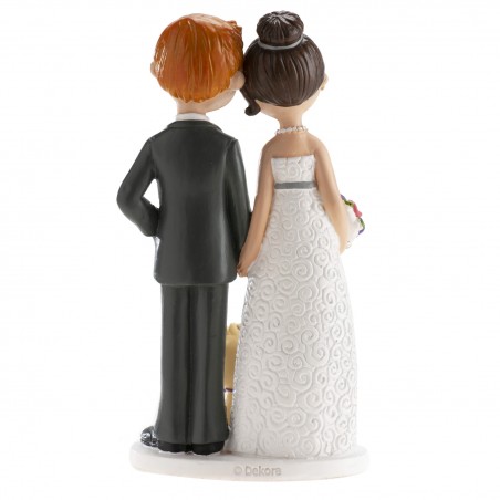 Figura de tarta boda novios con perrito