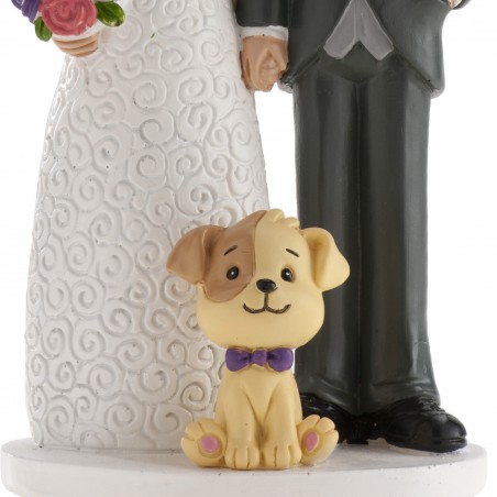 Figura de tarta boda novios con perrito