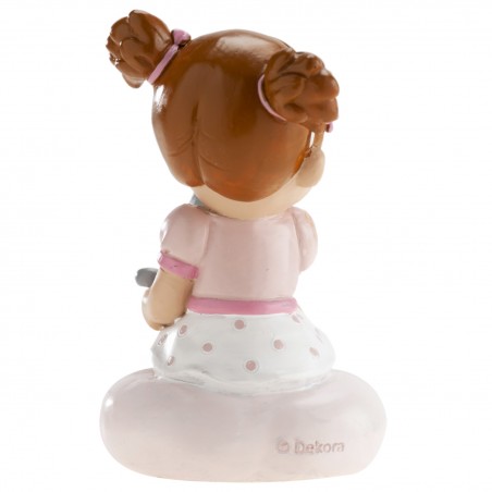 Figura de tarta para bautizo bebé niña con gatito