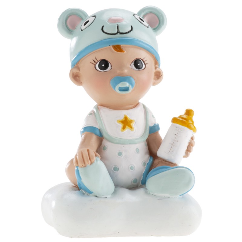 Figura para Tarta de Bautizo Bebé Niño con Biberón Figura para Tarta de Bautizo Bebé Niño con Biberón