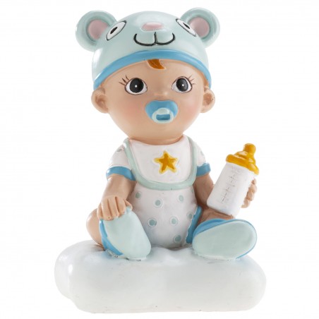 Figura para Tarta de Bautizo Bebé Niño con Biberón