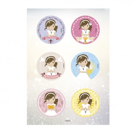 Pack de 6 Discos Comestibles Niña Comunión