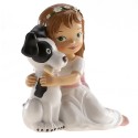 Figura de Tarta Niña Comunión con Perrito