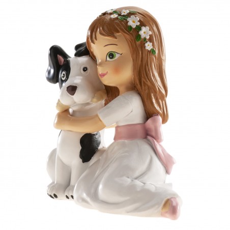 Figura de tarta niña comunión con perrito