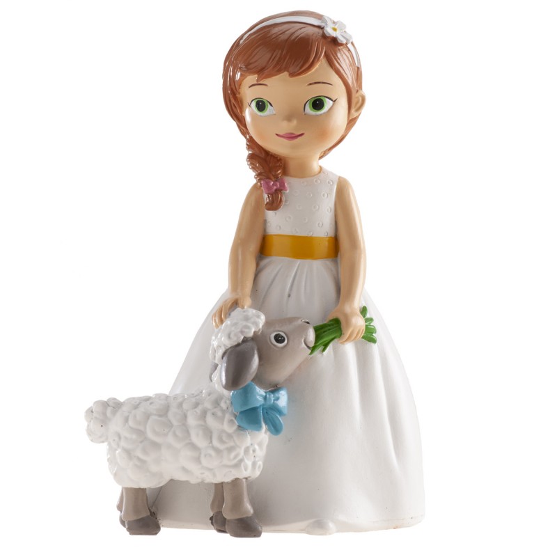 Figura de Tarta Niña Comunión con Oveja Figura de Tarta Niña Comunión con Oveja