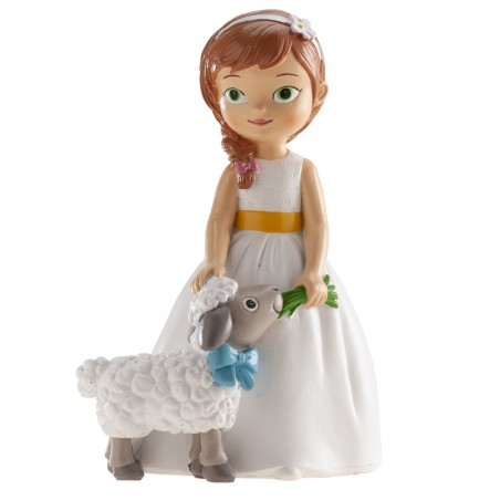 Figura de tarta niña comunión con oveja