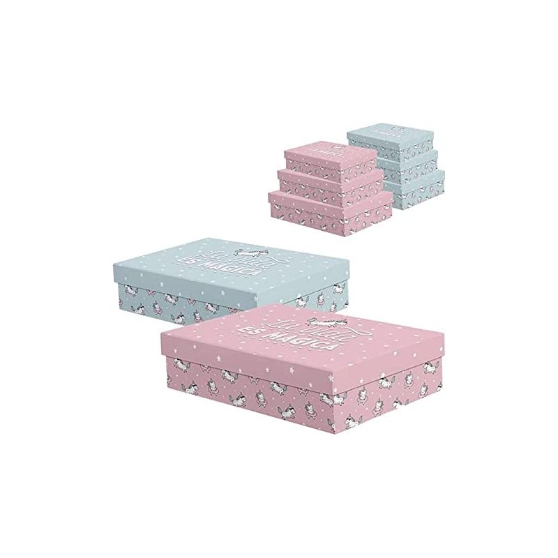 Pack de 4 cajas unicornio la vida es mágica
