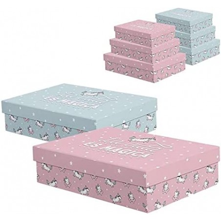 Pack de 4 cajas Unicornio La Vida es Mágica