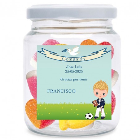 Tarro de Chuche de Comunión con Adhesivo Personalizado...