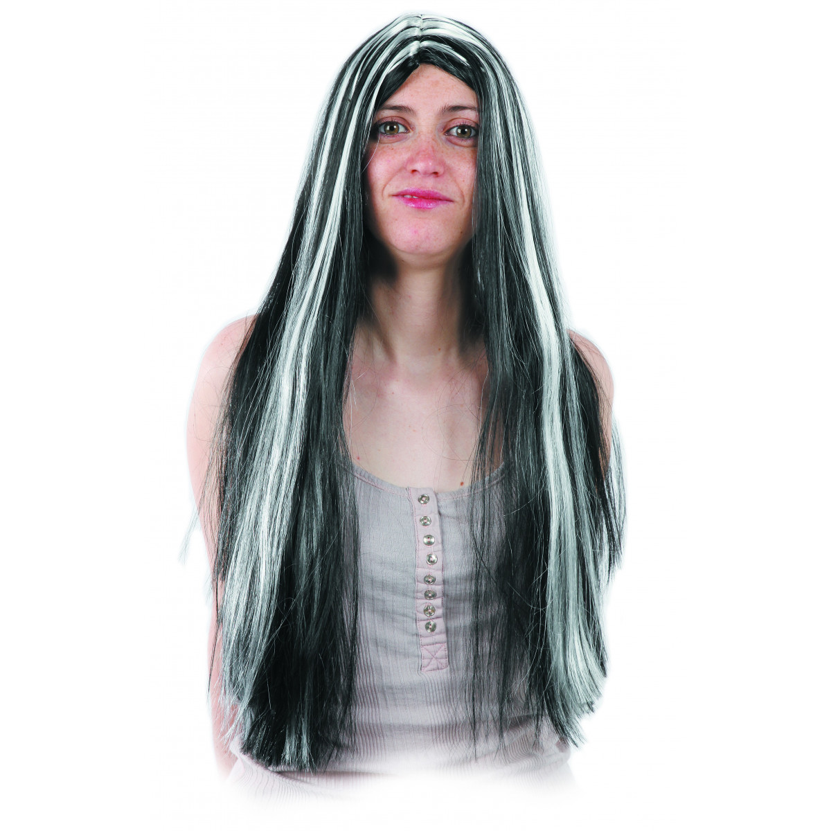 Peluca hippie mechas blancas