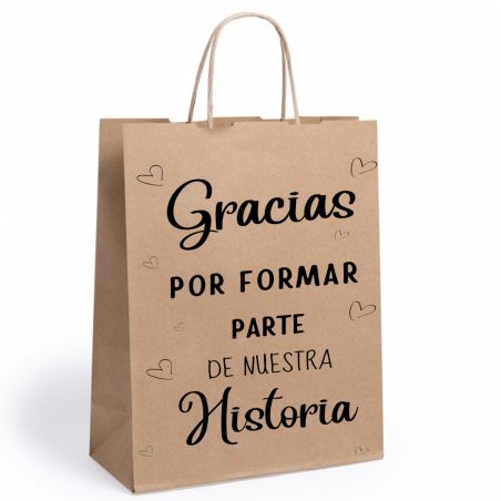 Bolsa Kraft con Frase Gracias por Formar Parte de Nuestra Historia