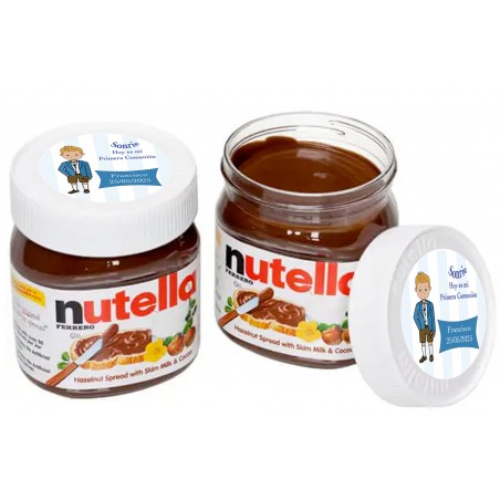 Nutella personalizada con adhesivo de niño de comunión