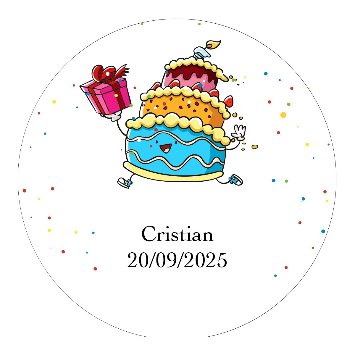Adhesivo personalizado cumpleaños de 3 cm