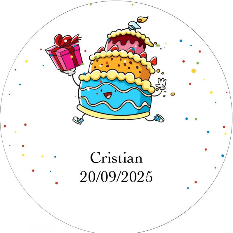 Adhesivo Personalizado Cumpleaños de 3 cm Adhesivo Personalizado Cumpleaños de 3 cm