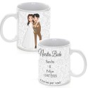 Taza de boda personalizada con frase nombre y fecha