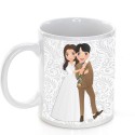 Taza de Boda Personalizada con Frase, Nombre y Fecha