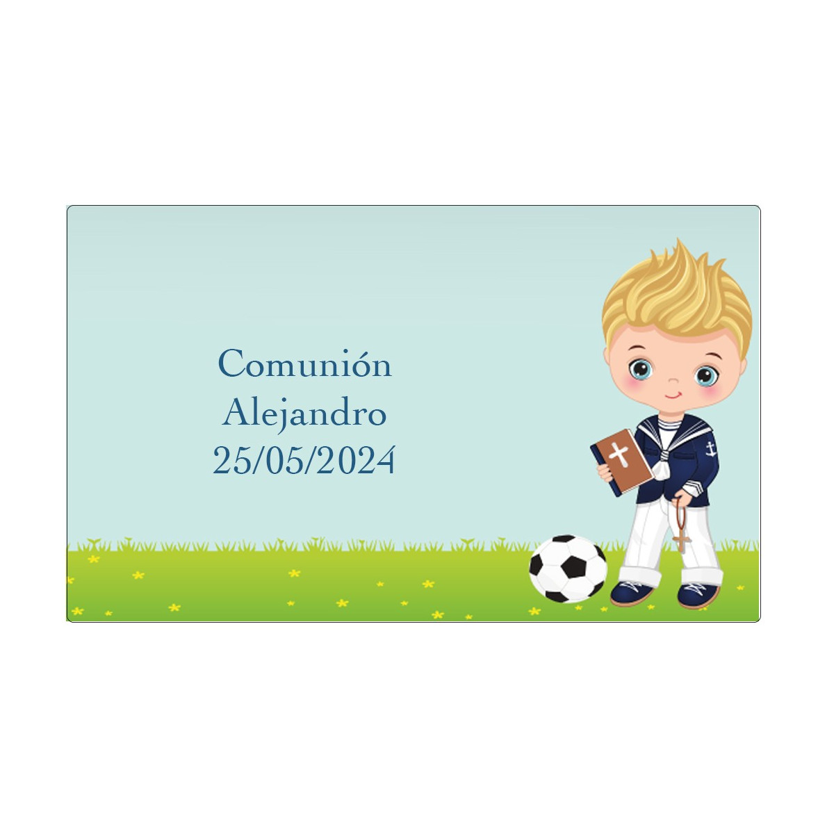 Pegatinas comunión niño personalizado con nombre y fecha