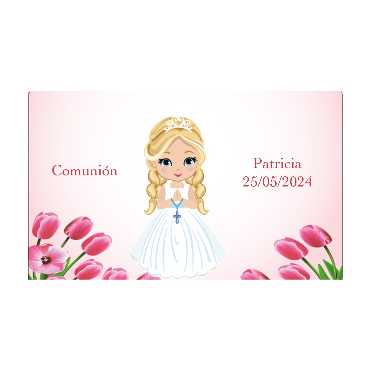 Pegatinas comunión niña personalizada con nombre y fecha