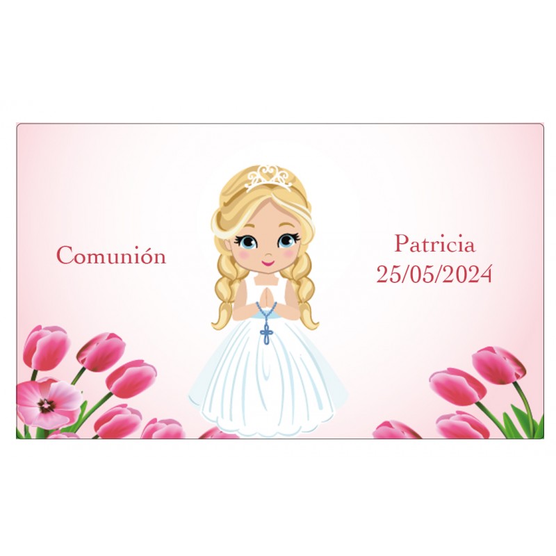 Adhesivo Niña Comunión Personalizado con Nombre y Fecha Adhesivo Niña Comunión Personalizado con Nombre y Fecha