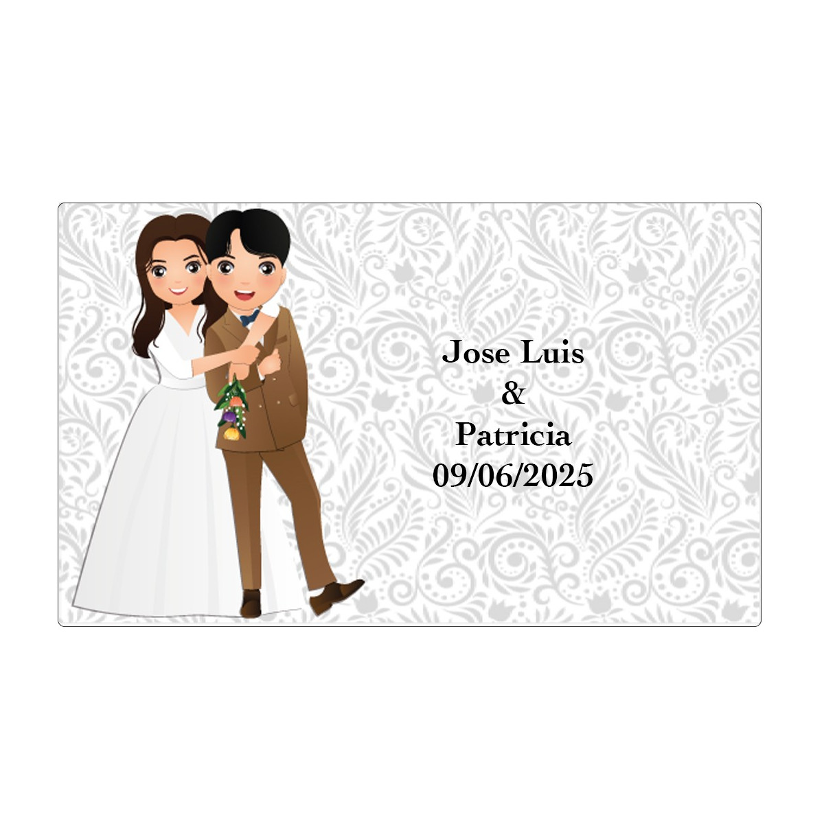 Adhesivo para boda personalizado con nombres y fecha