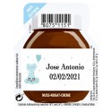 Nutella de 15 gramos para un servicio personalizada con adhesivo de bautizo niño