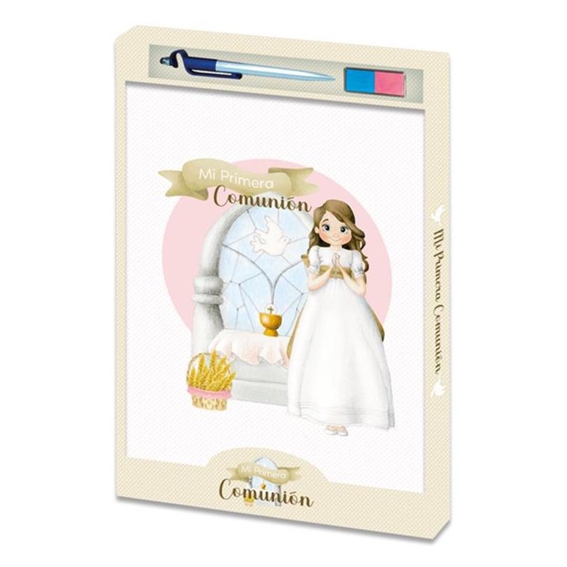 Libro de Comunión Niña con Bolígrafo y Tampón para Huella Libro de Comunión Niña con Bolígrafo y Tampón para Huella