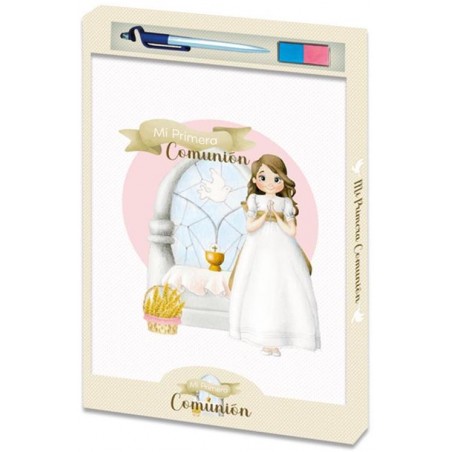 Libro de Comunión Niña con Bolígrafo y Tampón para Huella