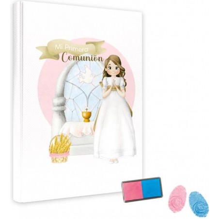 Libro Niña Comunión con Tampón para Huella