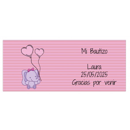 Plantilla para taza de bautizo o baby shower elefante rosa personalizada con texto y nombre